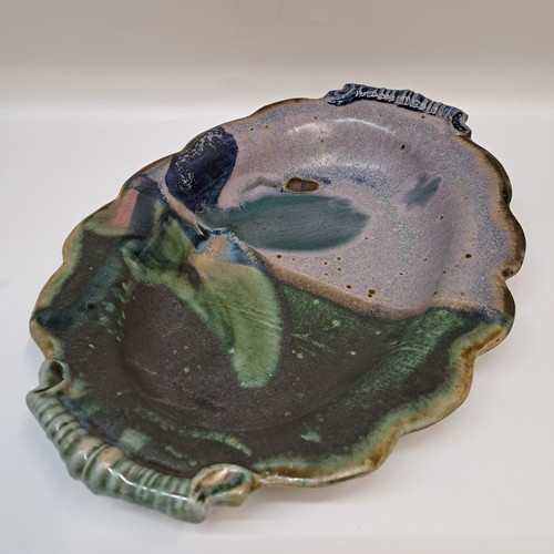 Click to view detail for #251242 Platter, Green & Blue Scalloped Rim $24